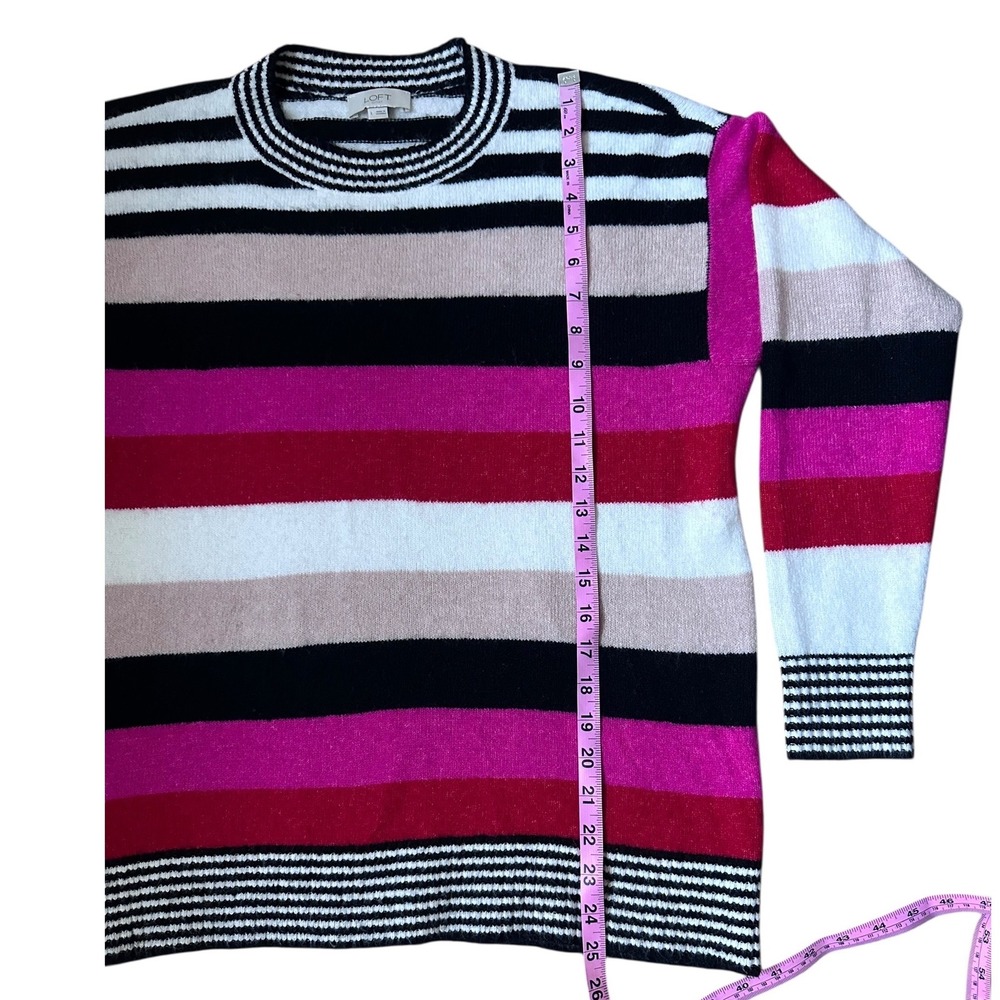 LOFT Outlet Striped Crew Neck Long Sleeve Sweater Women's Size L - Picture 6 of 10